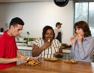 students eating